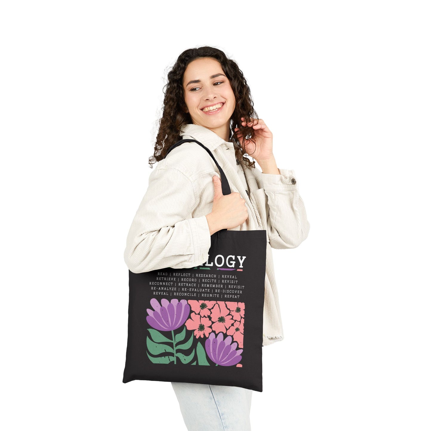 Bold Floral Genealogy Tote Bag
