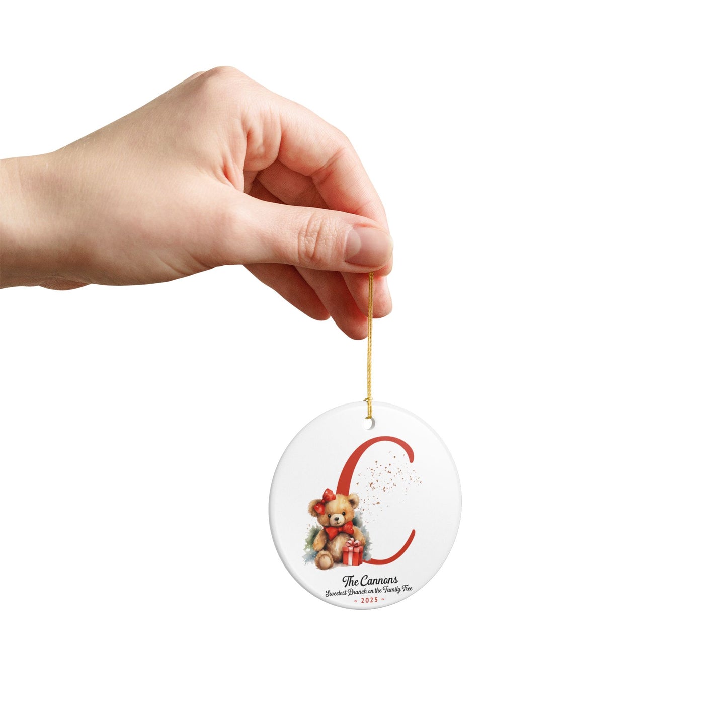 Ceramic Teddy Custom Name Ornament