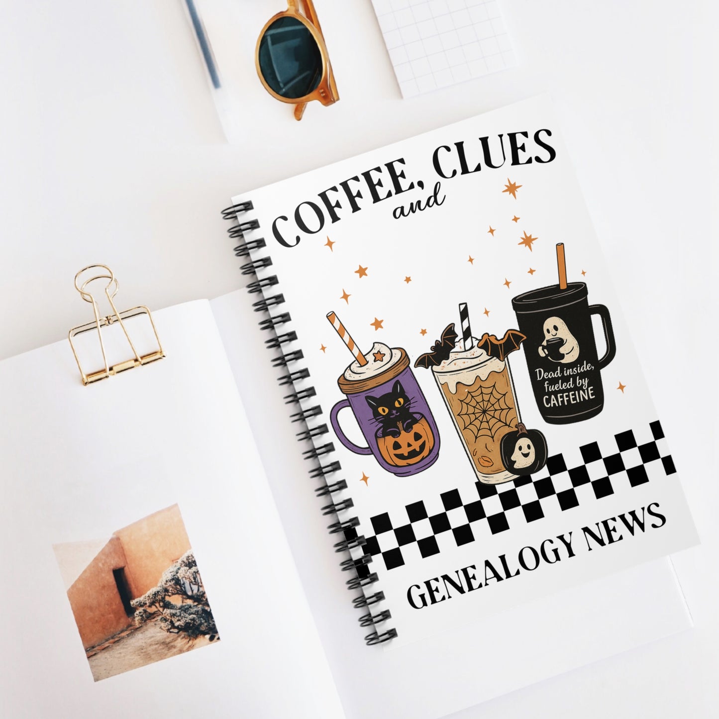 Coffee Clues and Genealogy News Spiral Notebook