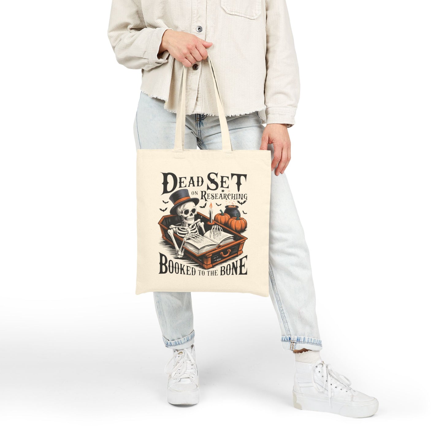 Dead Set on Researching Tote Bag