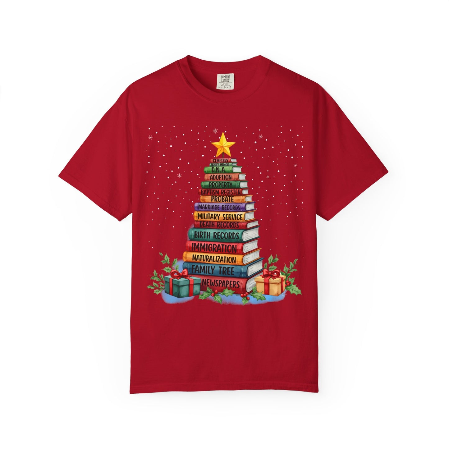 Christmas Book Tree Stack TShirt
