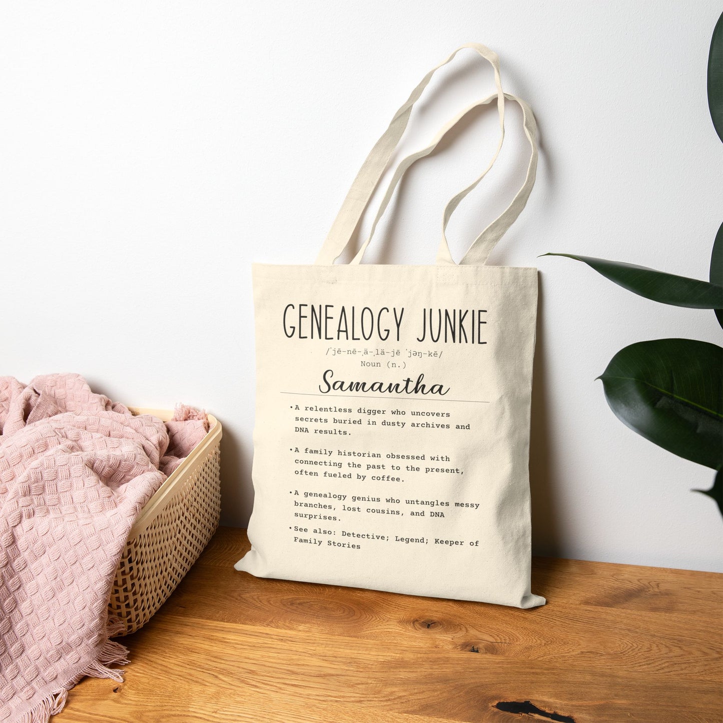 Personalized Genealogy Junkie Tote Bag