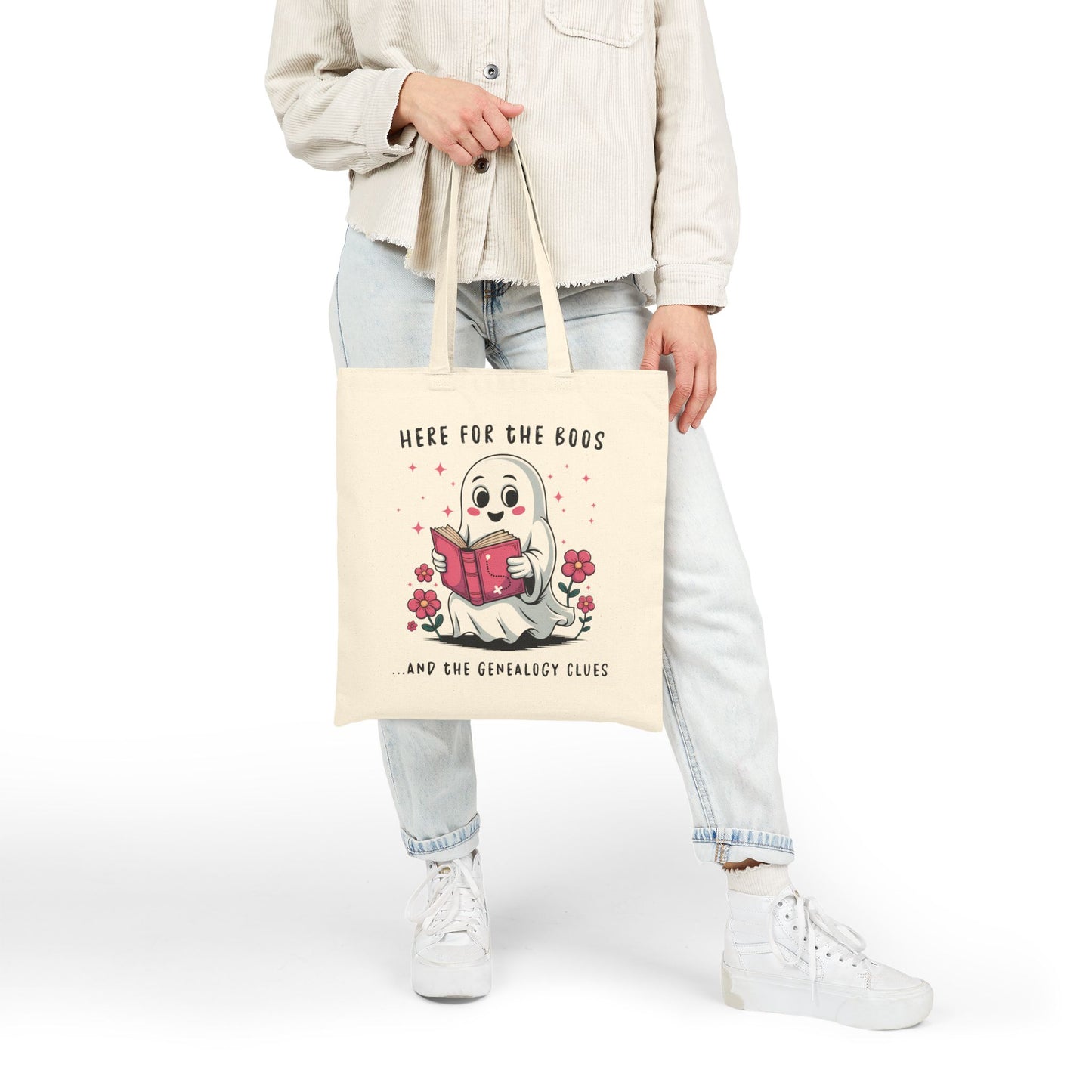 Here for the Boos and Family Clues Ghost Tote Bag