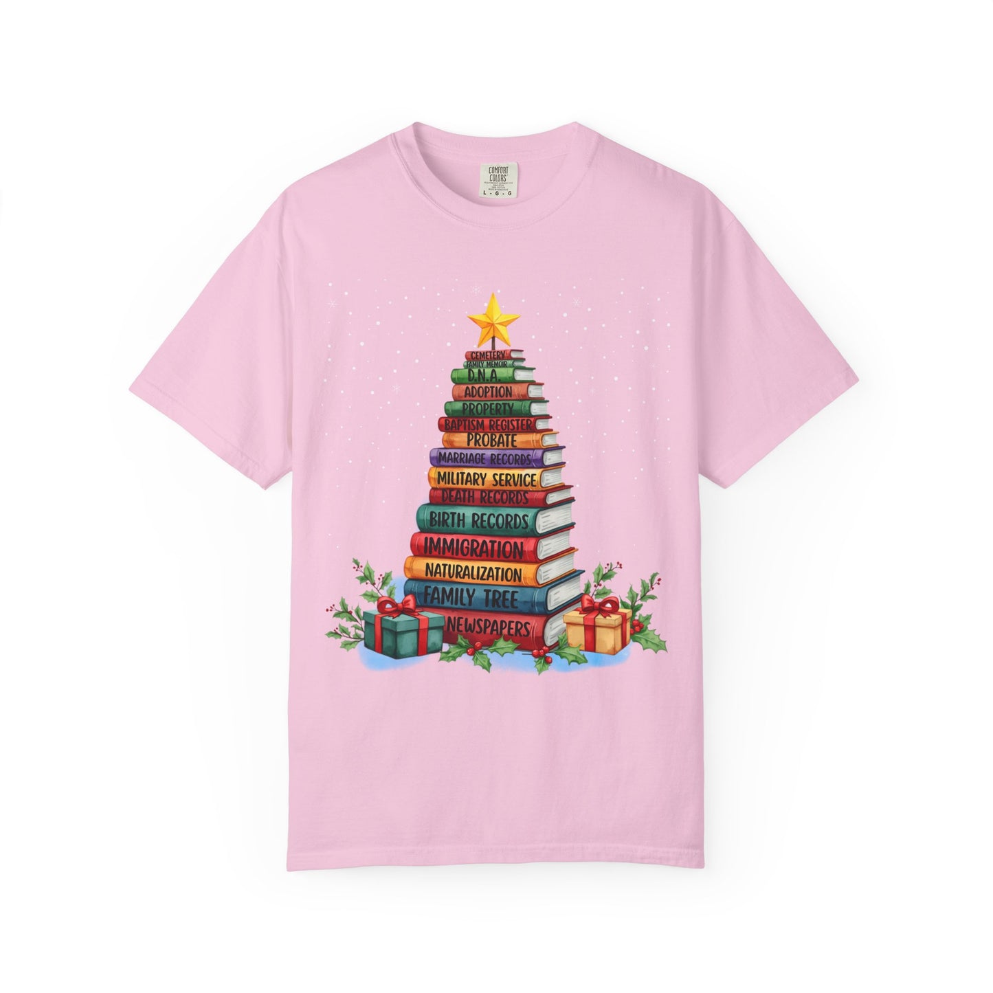 Christmas Book Tree Stack TShirt