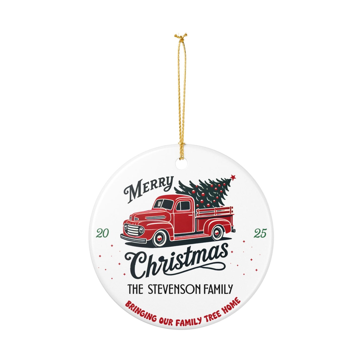 Personalized Vintage Truck Family Christmas Ornament