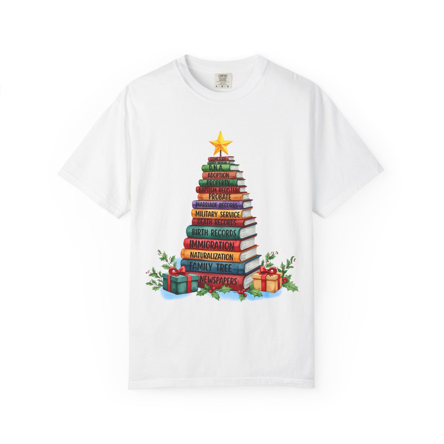 Christmas Book Tree Stack TShirt