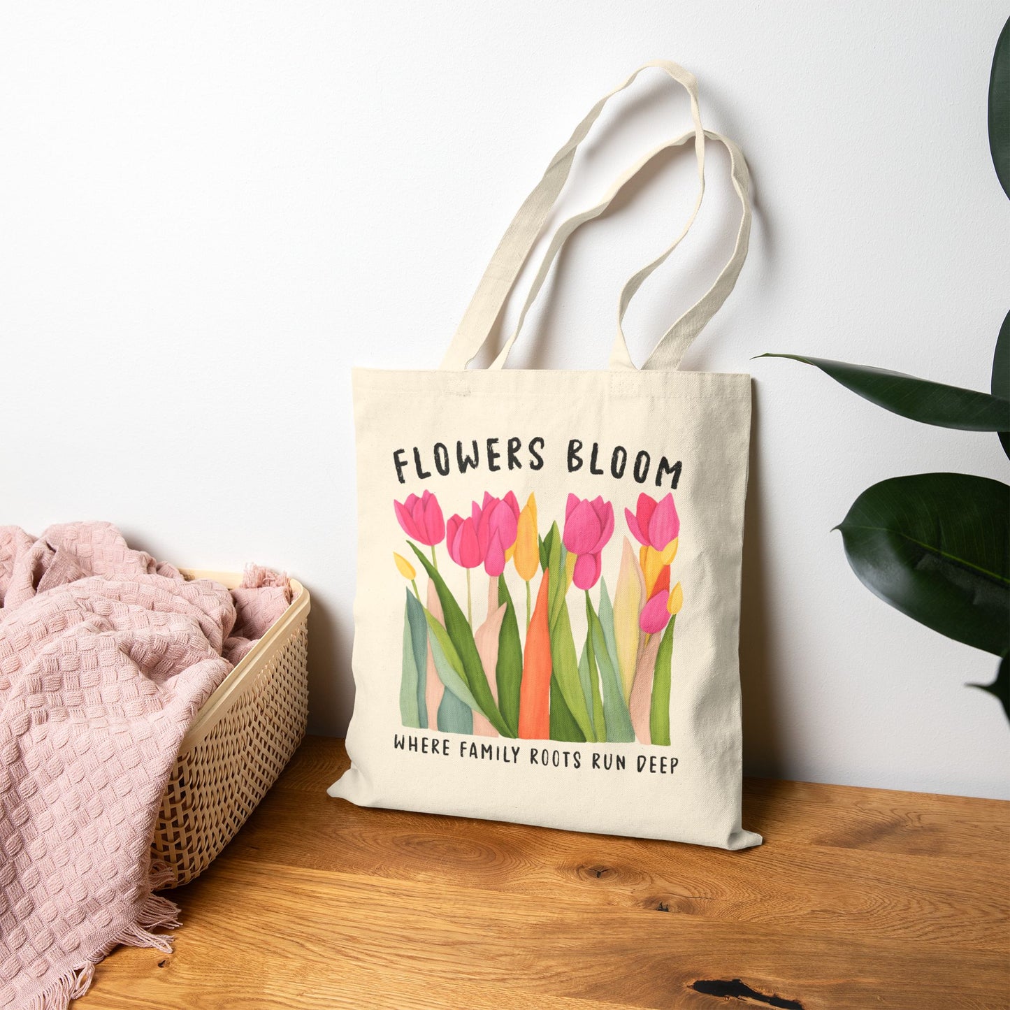 Floral Genealogy Quote Bag