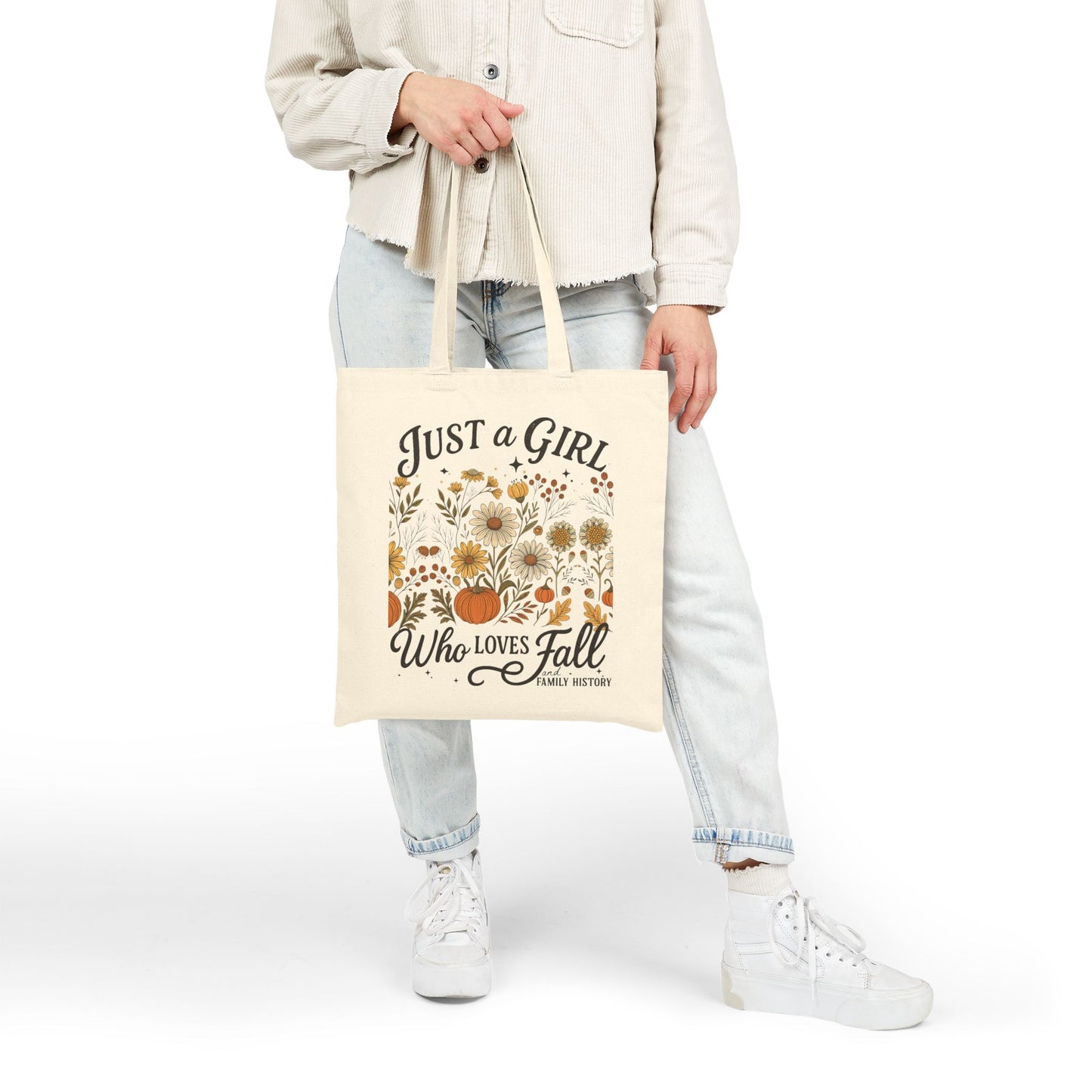 Just a Girl Who Loves Fall and Family History Tote Bag