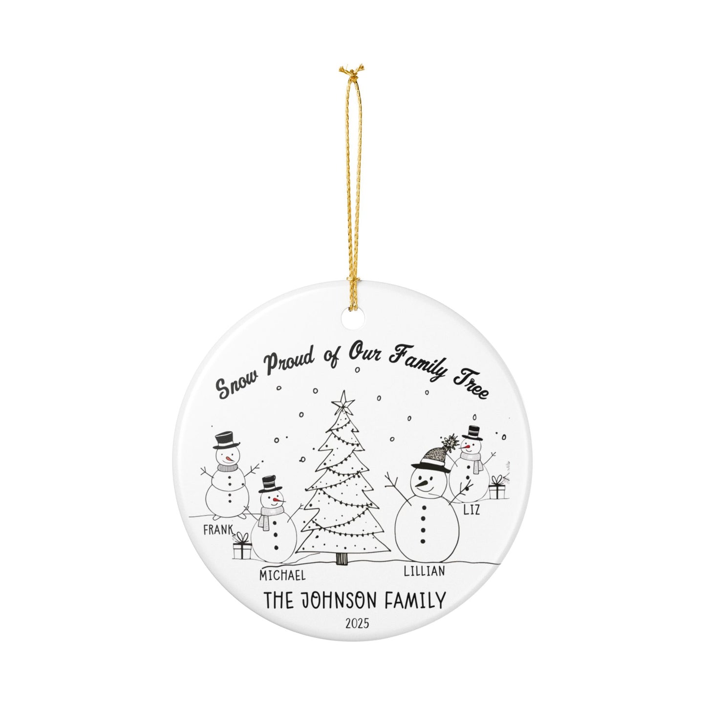 Personalized Snowman Family of 4 Christmas Ornament