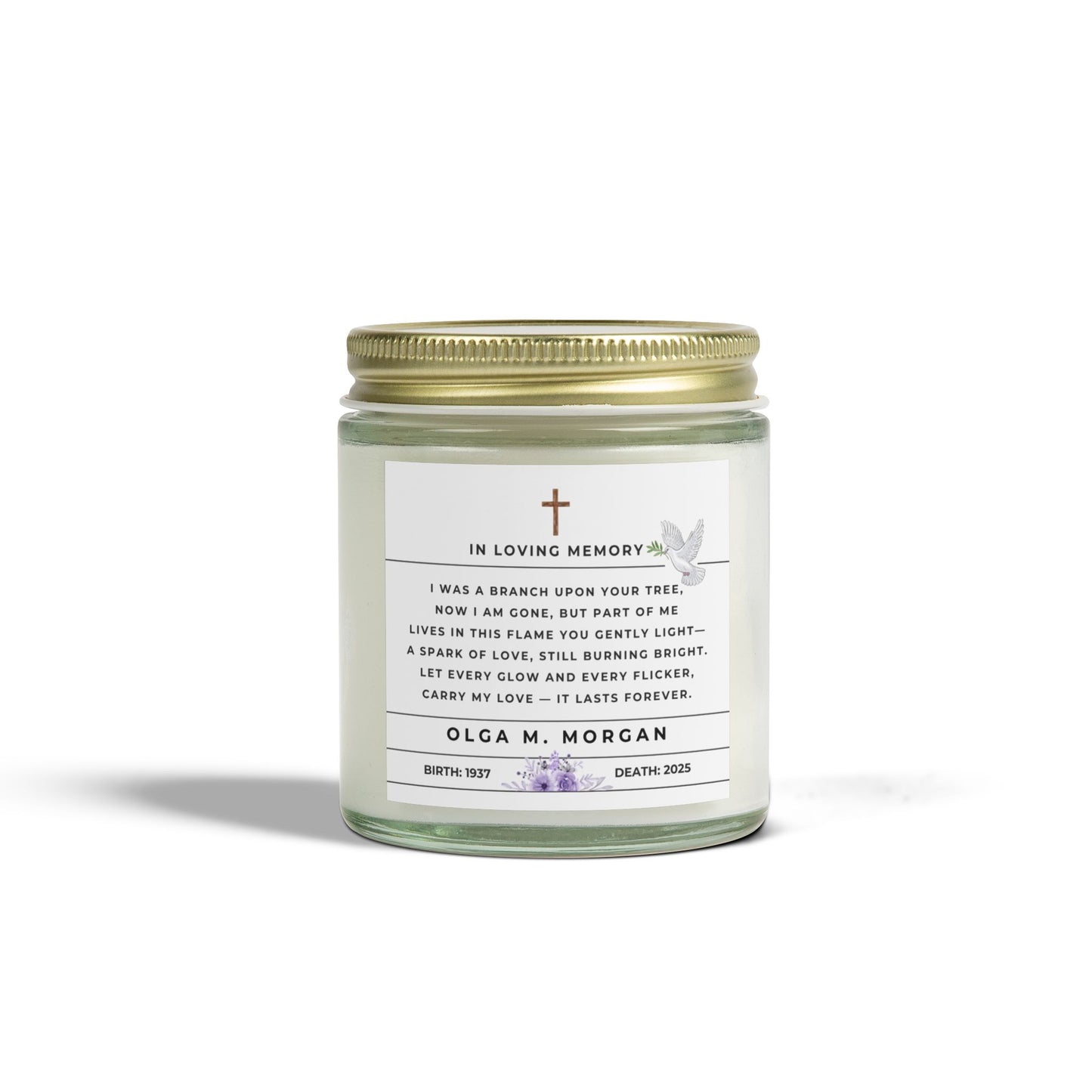 Memorial Candle Sympathy Poem Gift of Remembrance