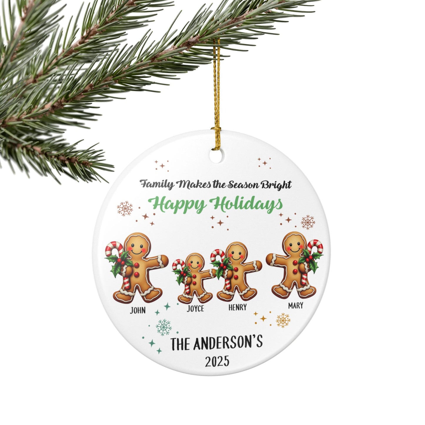 Personalized Gingerbread Family Christmas Ornament