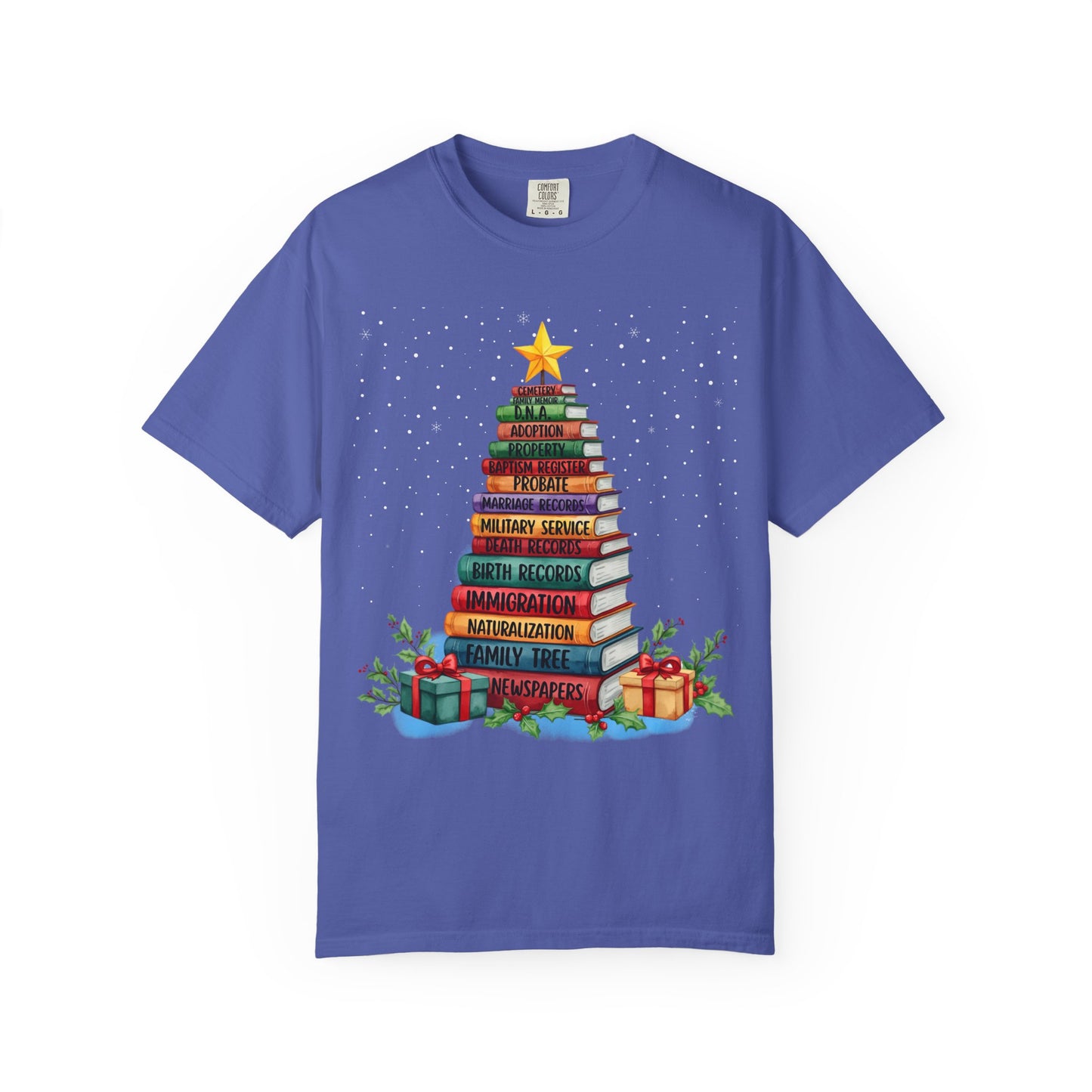 Christmas Book Tree Stack TShirt