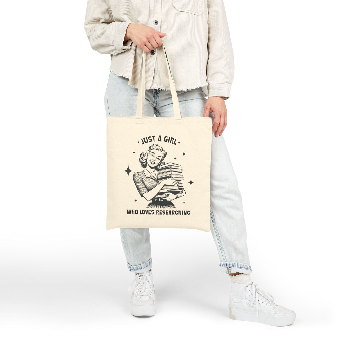 Just a Girl Who Loves Researching Tote Bag