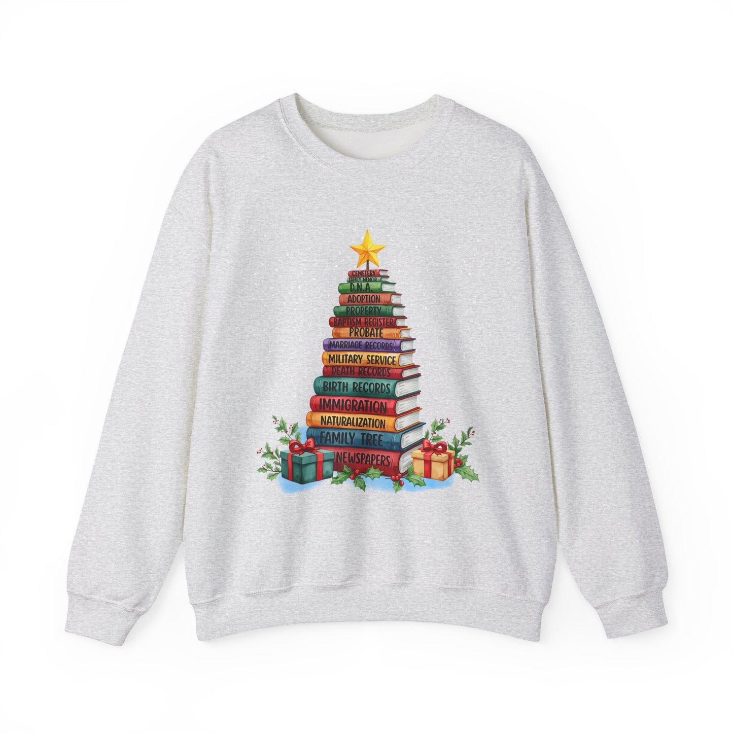 Cozy Genealogy Sweatshirt with Book Tree