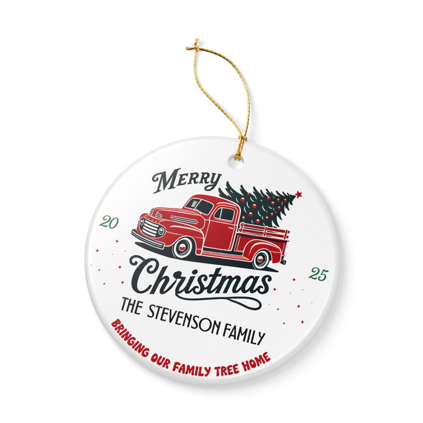 Personalized Vintage Truck Family Christmas Ornament