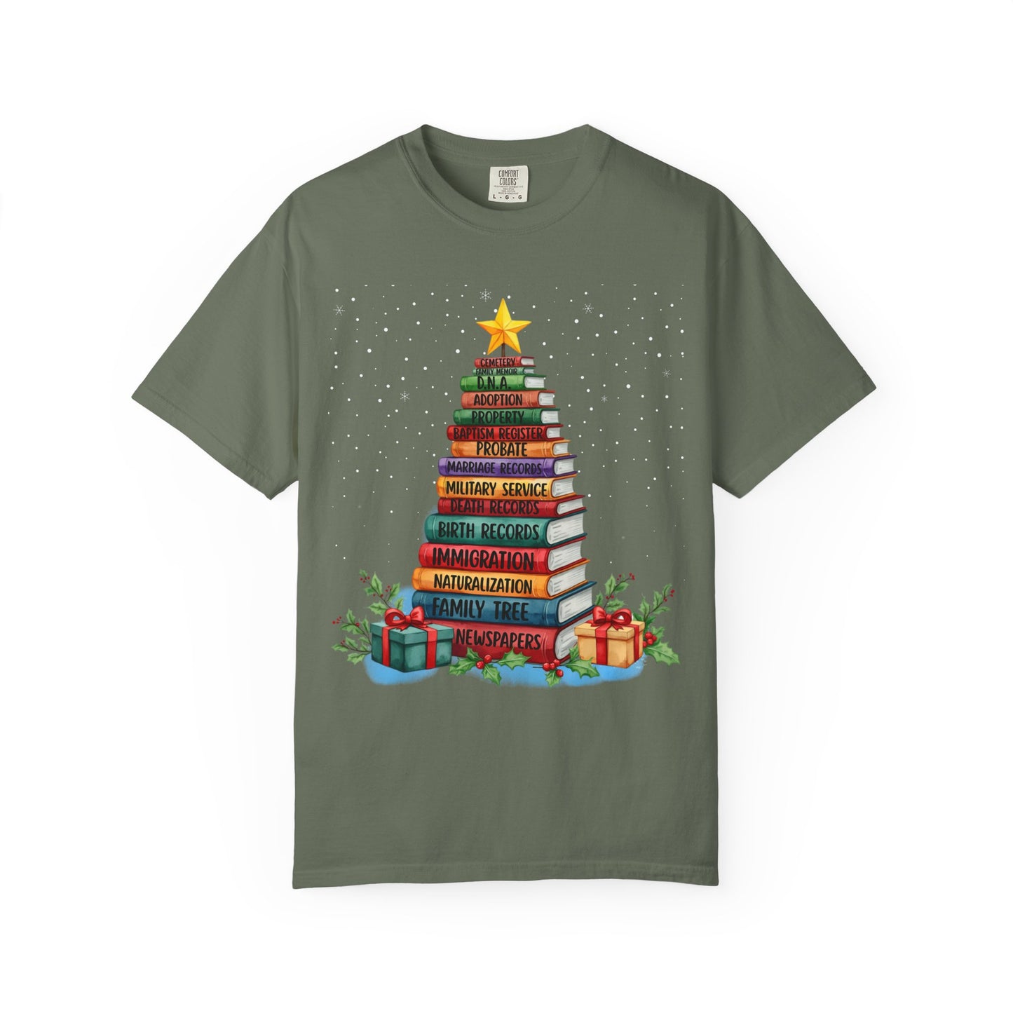 Christmas Book Tree Stack TShirt