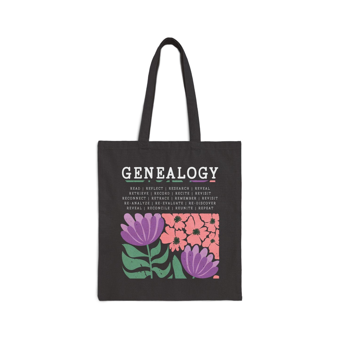 Bold Floral Genealogy Tote Bag