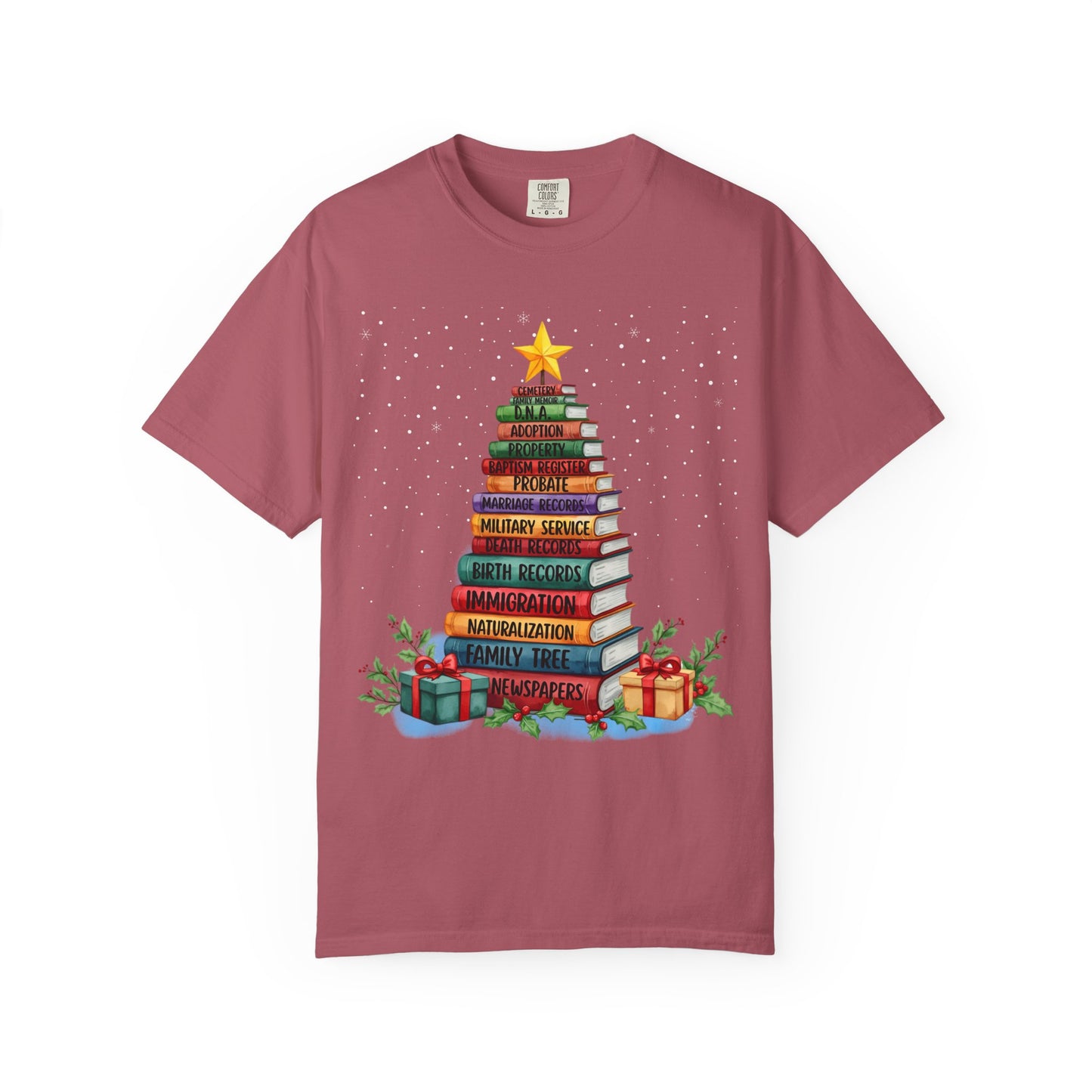 Christmas Book Tree Stack TShirt