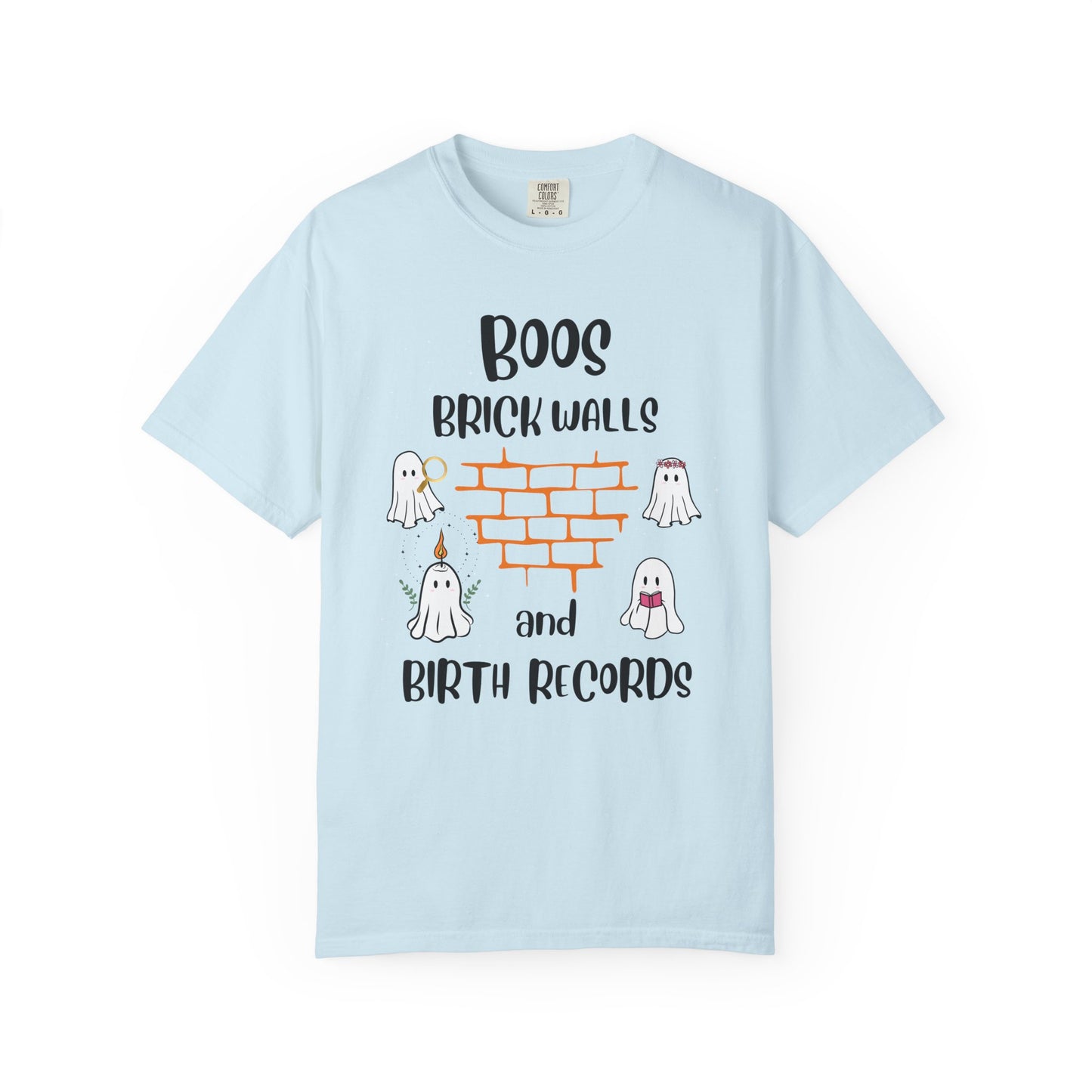 Boos, Brick Walls and Birth Records Halloween Genealogy Shirt