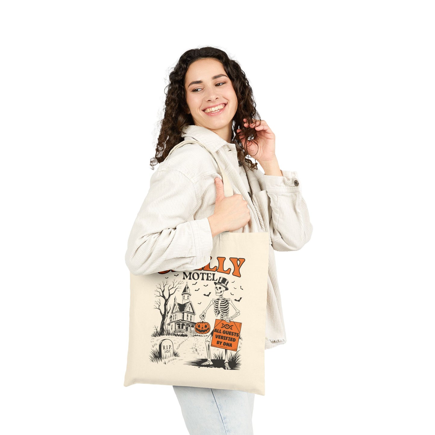 Funny Skeleton Motel DNA Tote Bag