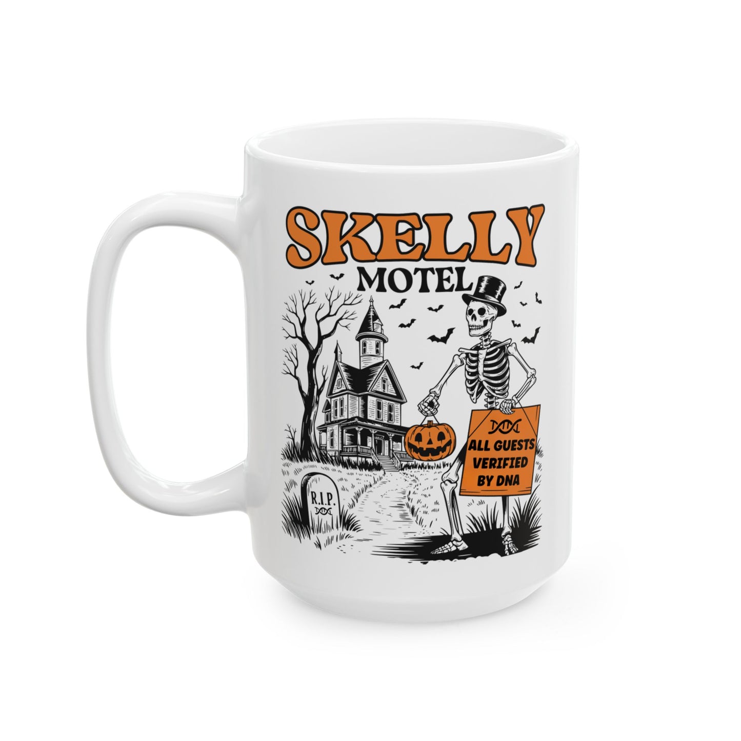 Funny Skeleton Motel DNA Mug