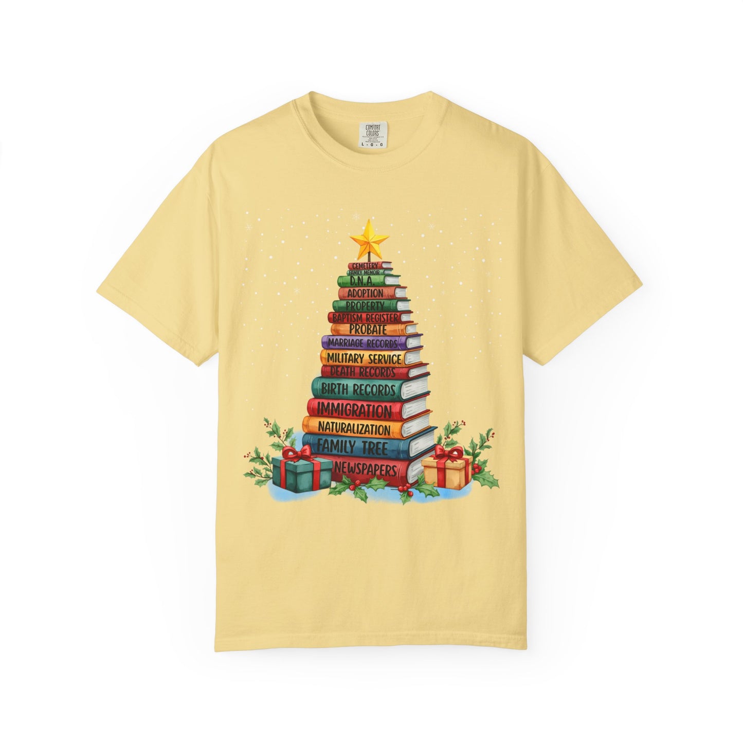 Christmas Book Tree Stack TShirt