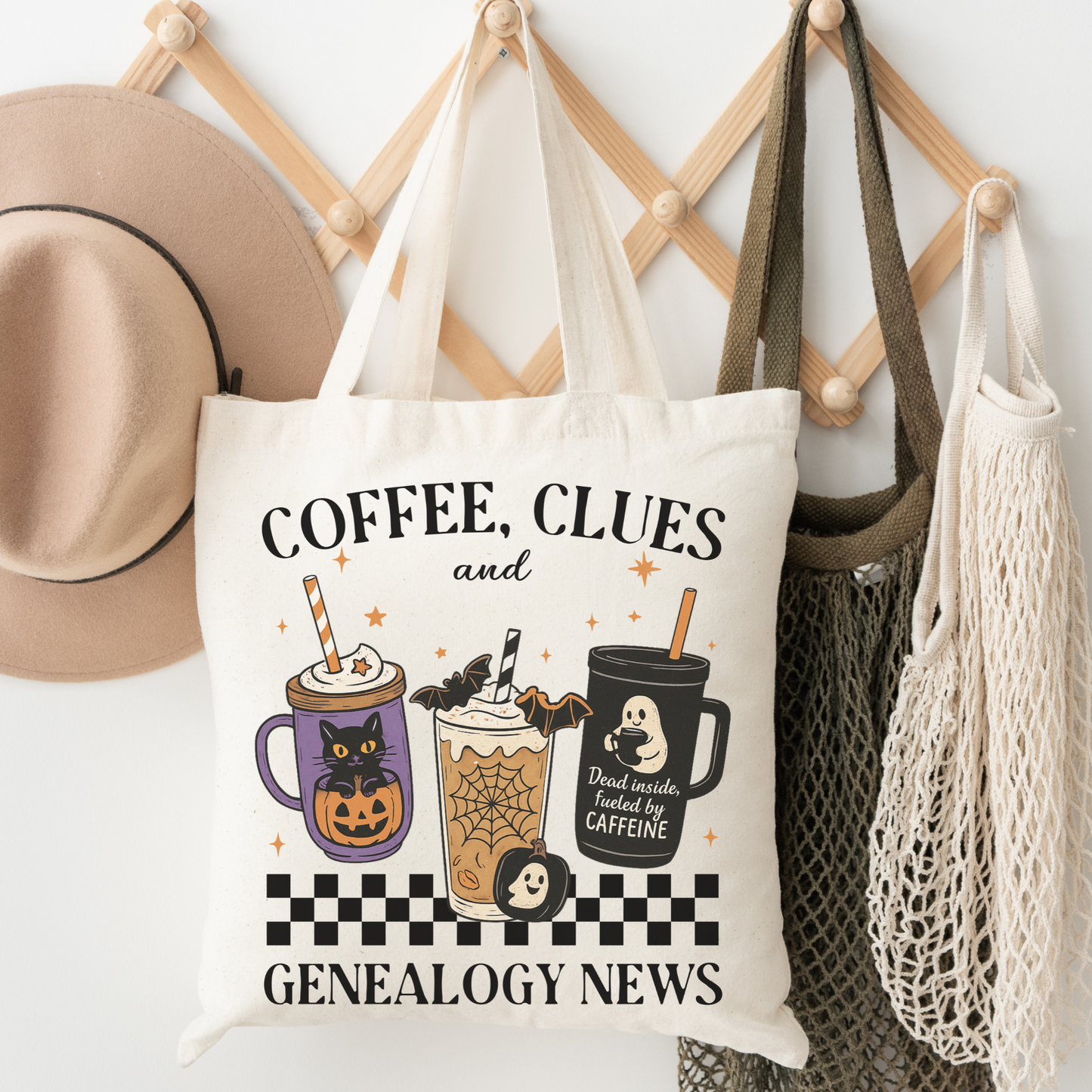 Coffee, Clues & Genealogy News Halloween Tote Bag