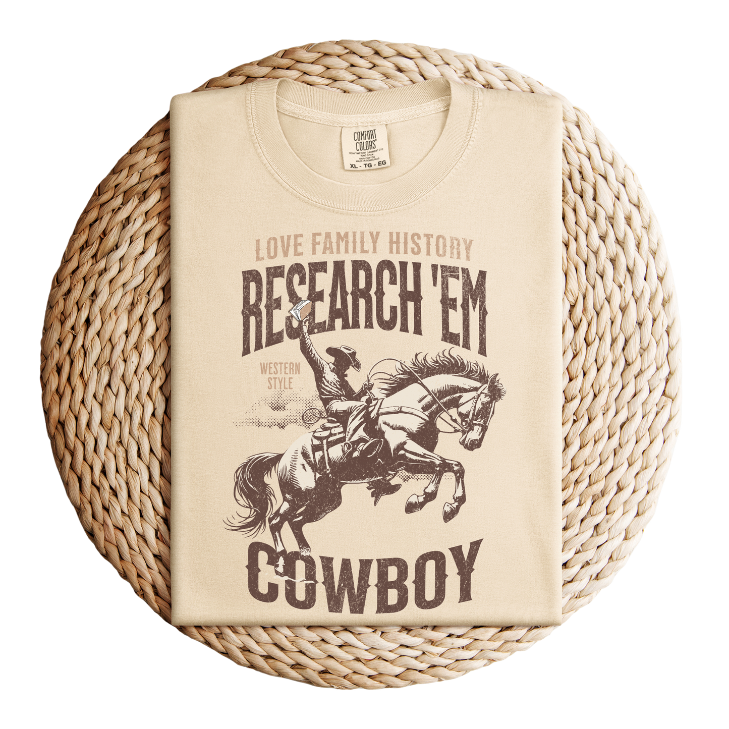 Research Em Cowboy Comfort Colors Genealogy T-Shirt Gift