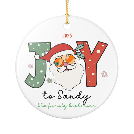 Personalized JOY Santa Ornament