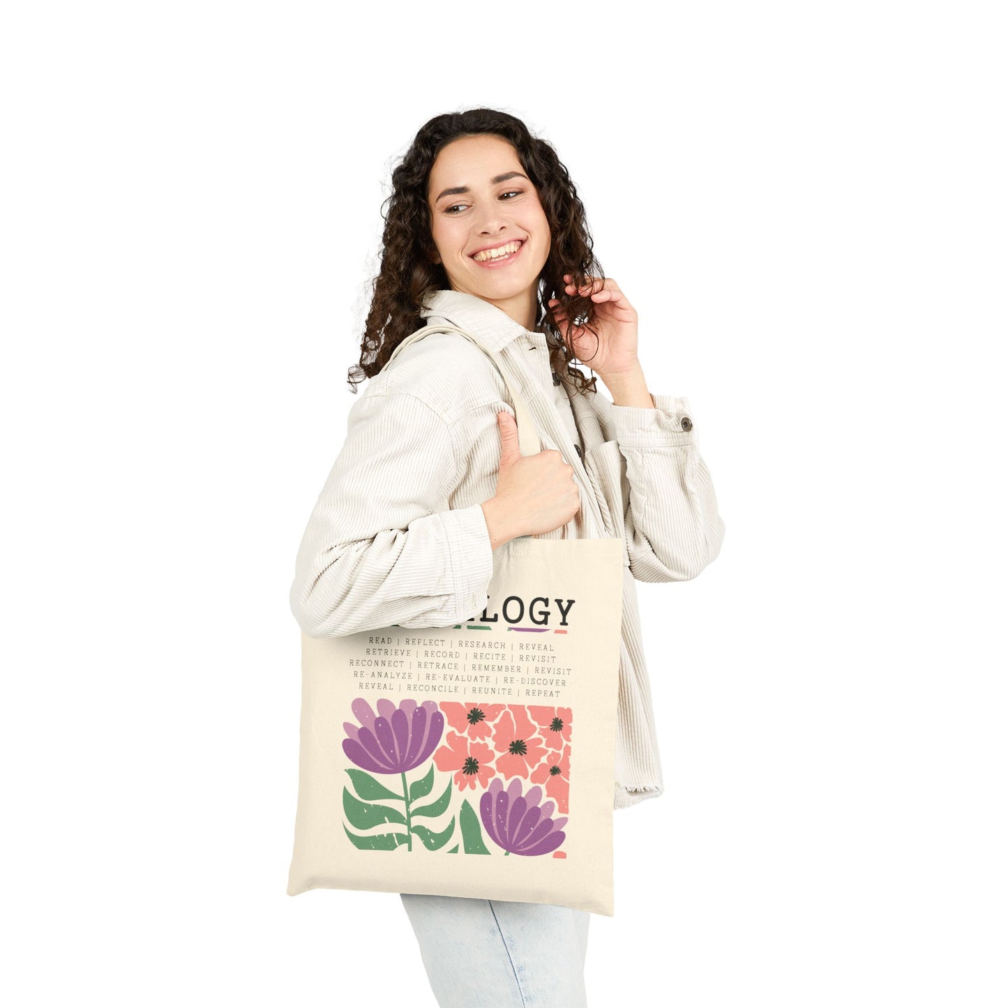 Bold Floral Genealogy Tote Bag