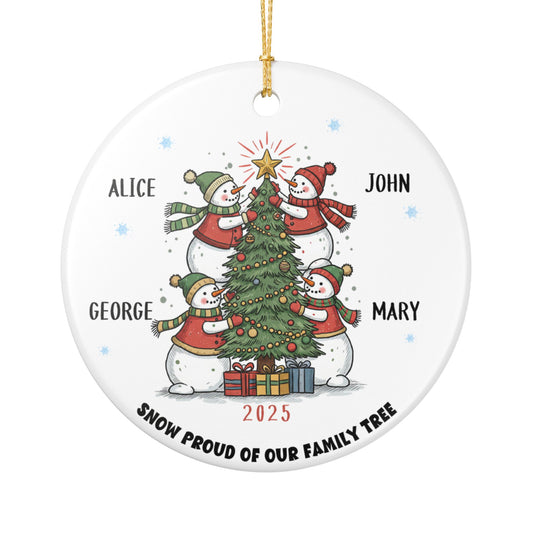 Personalized Snowman Family of 4 Christmas Ornament