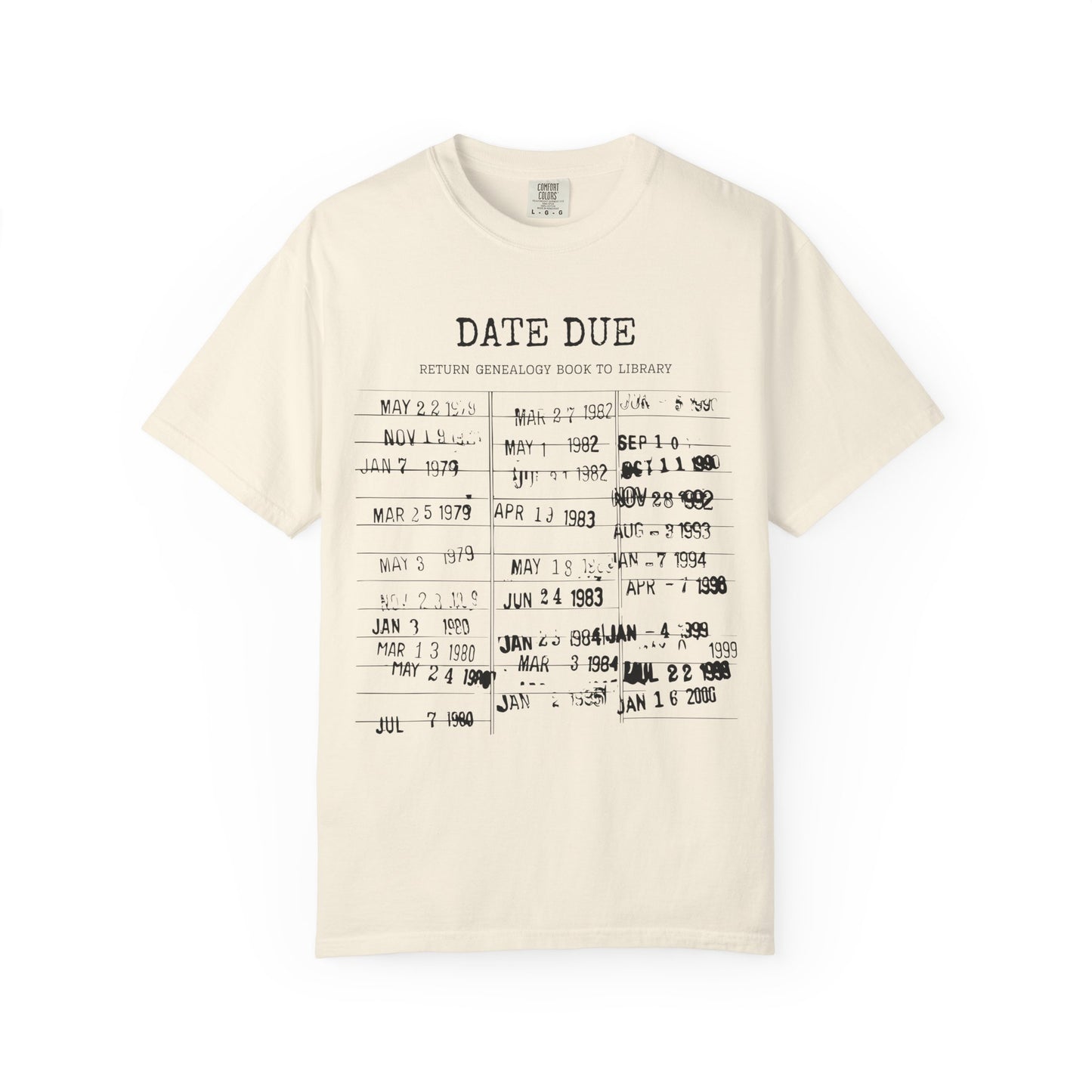 Genealogy Library Card Date Due T-Shirt