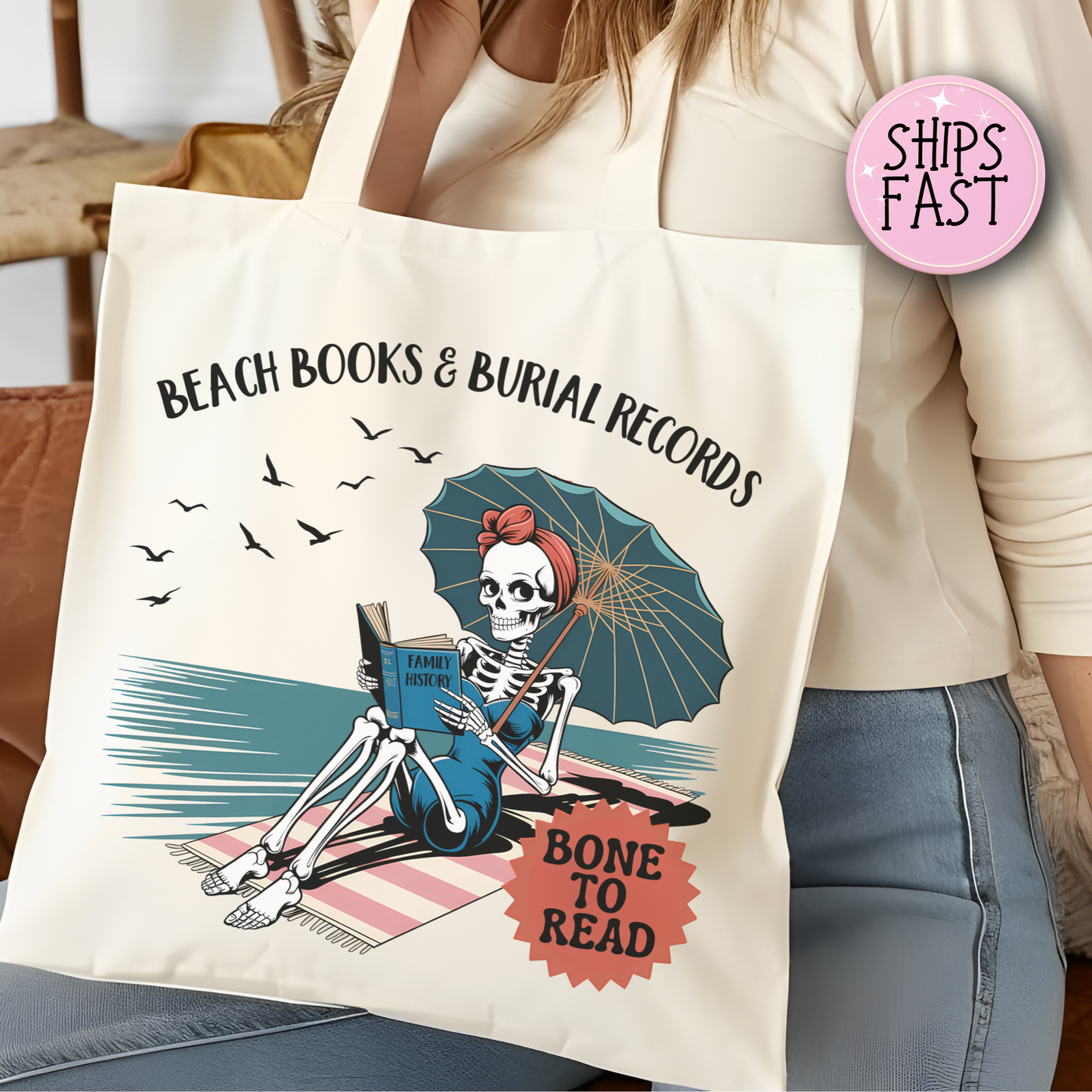 Skeleton Bone to Read Tote Bag
