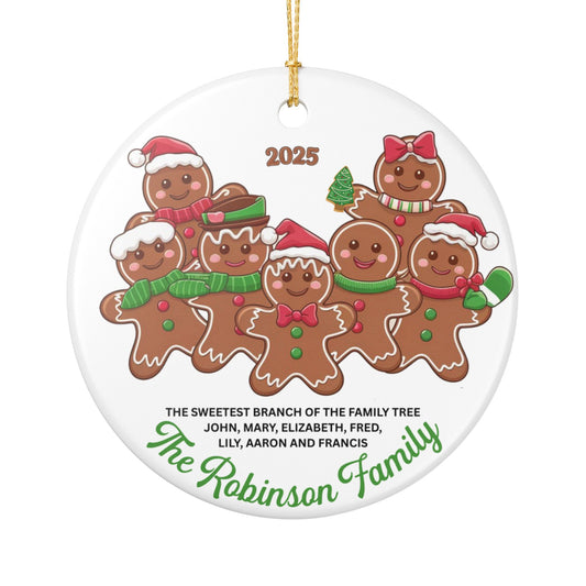 Personalized Gingerbread Family of 7 Christmas Ornament