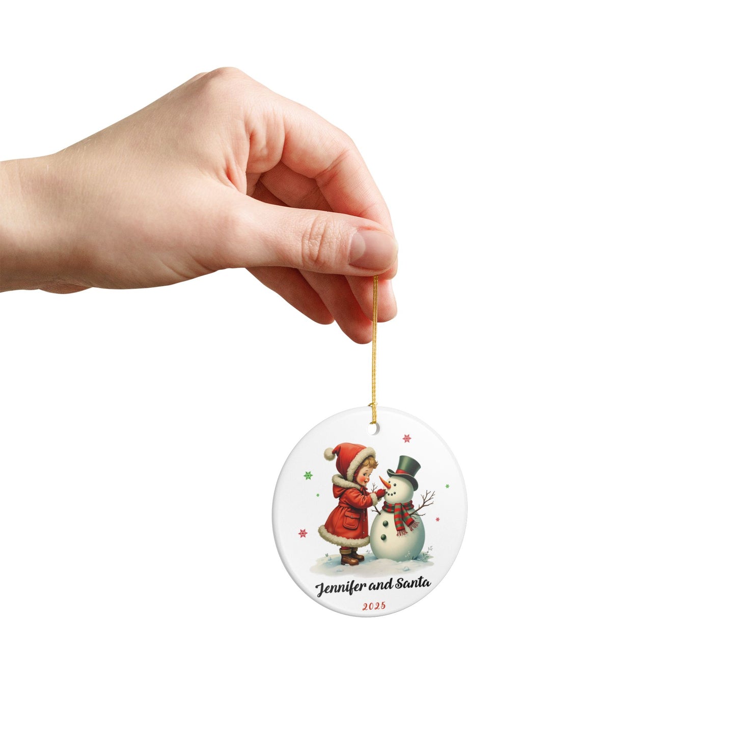 Personalized Vintage Christmas Snowman Ornament