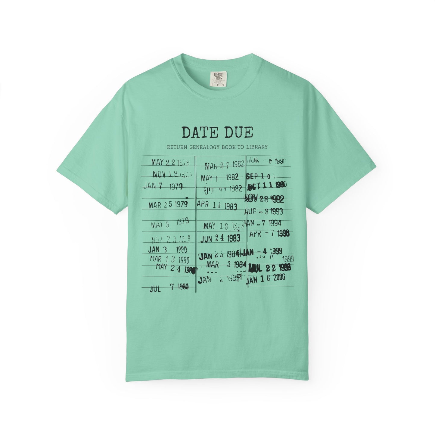 Genealogy Library Card Date Due T-Shirt