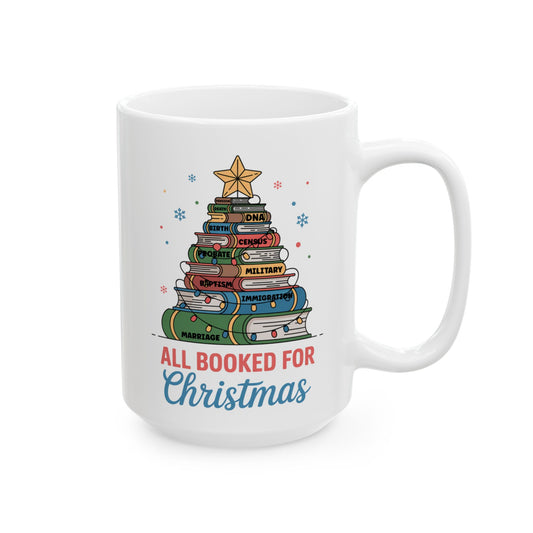 All Booked for Christmas, Genealogy Mug