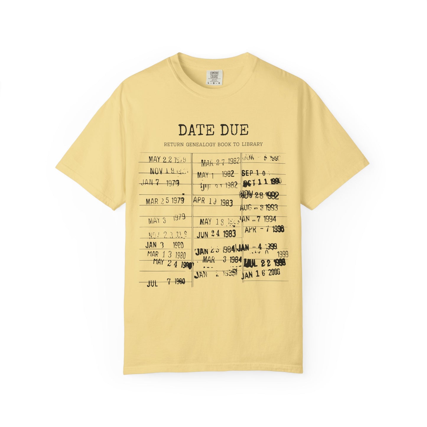 Genealogy Library Card Date Due T-Shirt