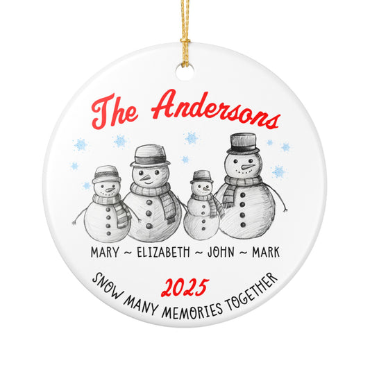 Personalized Family of 4 Snowman Christmas Ornament