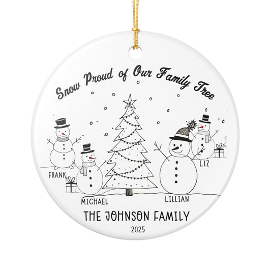 Personalized Snowman Family of 4 Christmas Ornament