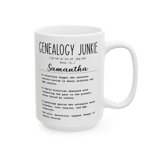 Personalized Genealogy Junkie Mug