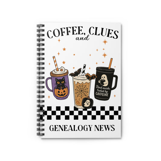 Coffee Clues and Genealogy News Spiral Notebook