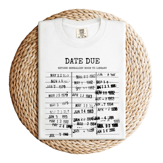 Genealogy Library Card Date Due T-Shirt