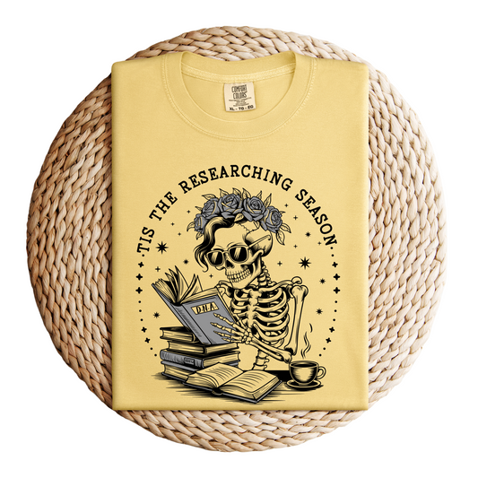 Tis the Researching Season Skeleton Shirt