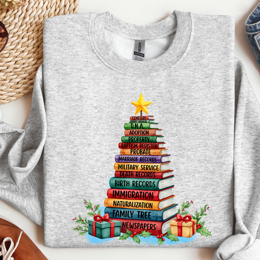 Cozy Genealogy Sweatshirt with Book Tree