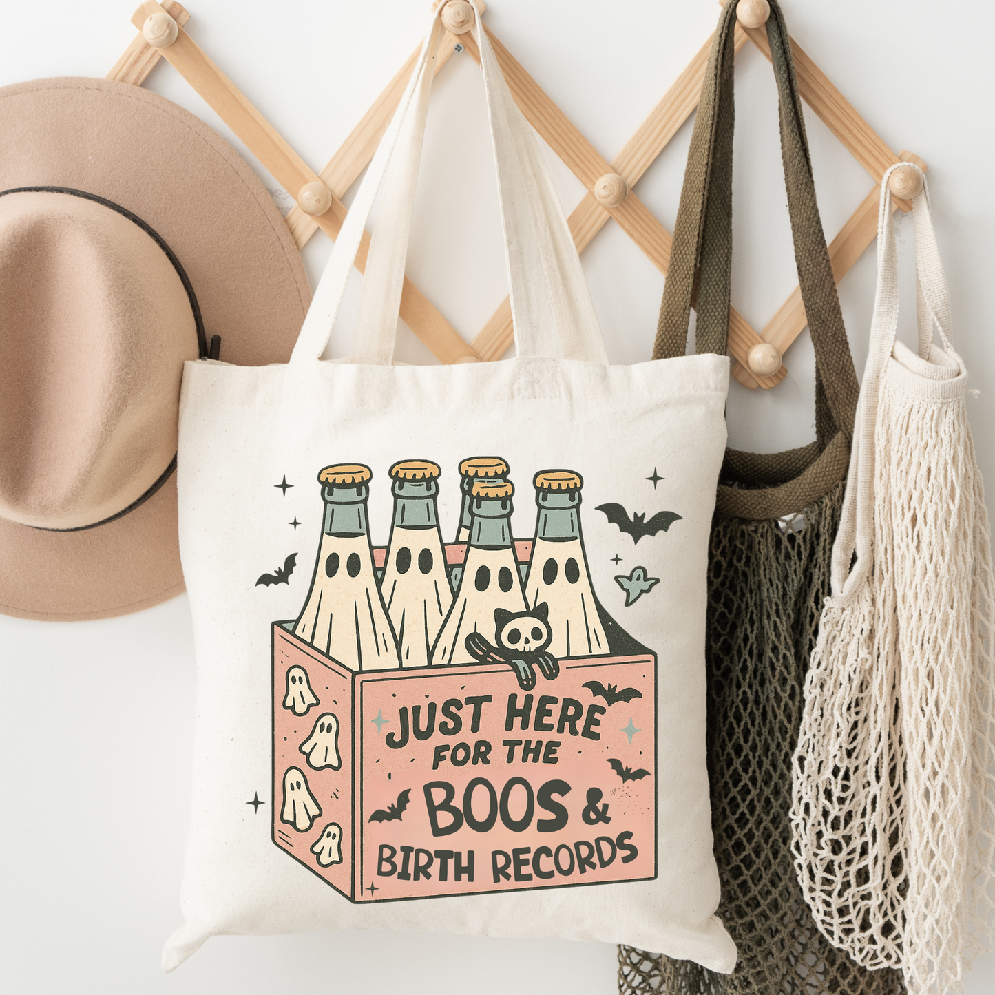 Just Here for the Boos and Birth Records Tote Bag