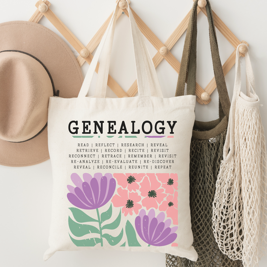 Bold Floral Genealogy Tote Bag