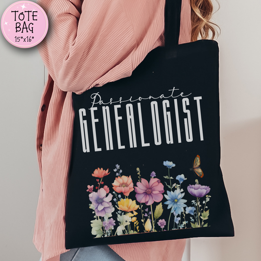 Passionate Genealogist Wildflower Tote Bag