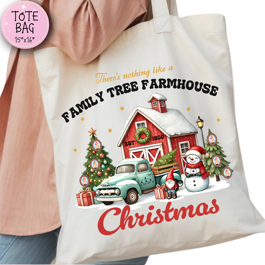 Family Tree Farmhouse Christmas Tote