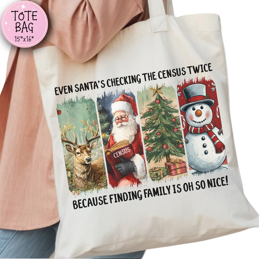 Santa’s Checking the Census Twice Tote Bag
